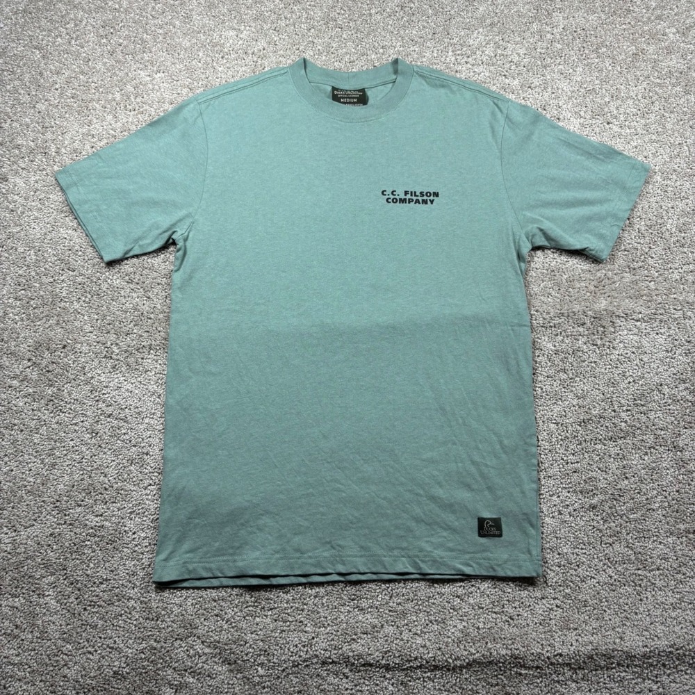 Filson Ducks Unlimited Graphic T-Shirt Mens Medium Sage Green Mallard Duck Logo